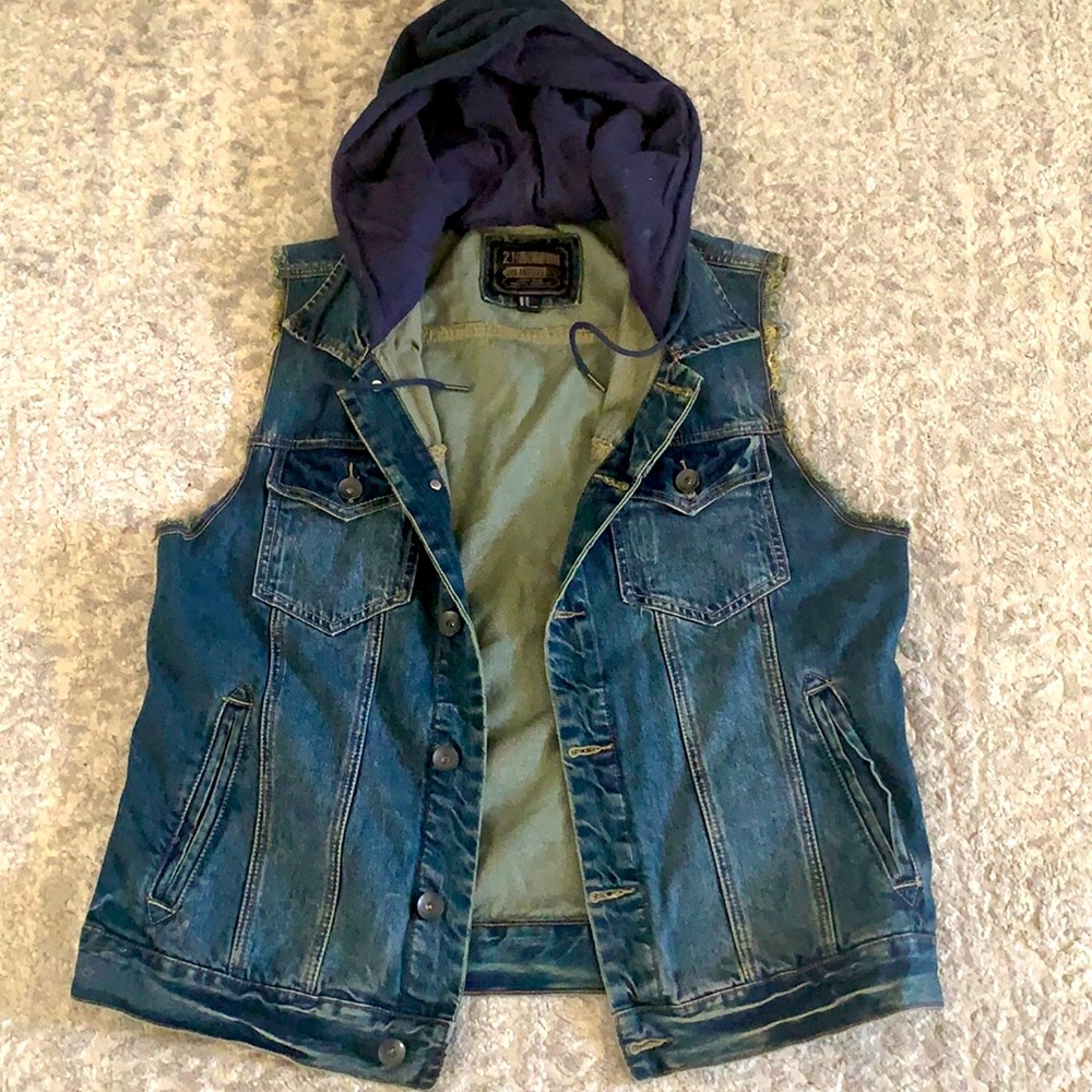 21men denim hooded vest